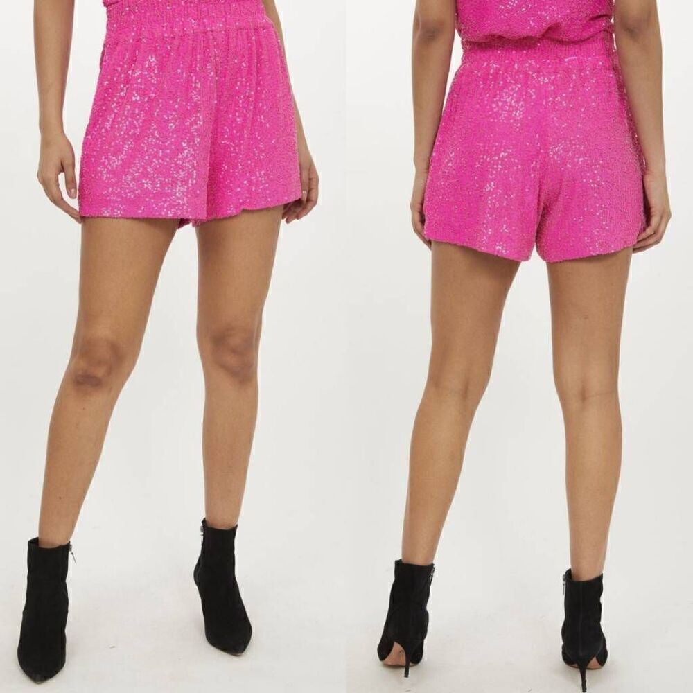 GENERATION LOVE ELISE SEQUIN HOT PINK SHORTS XS NWT $198